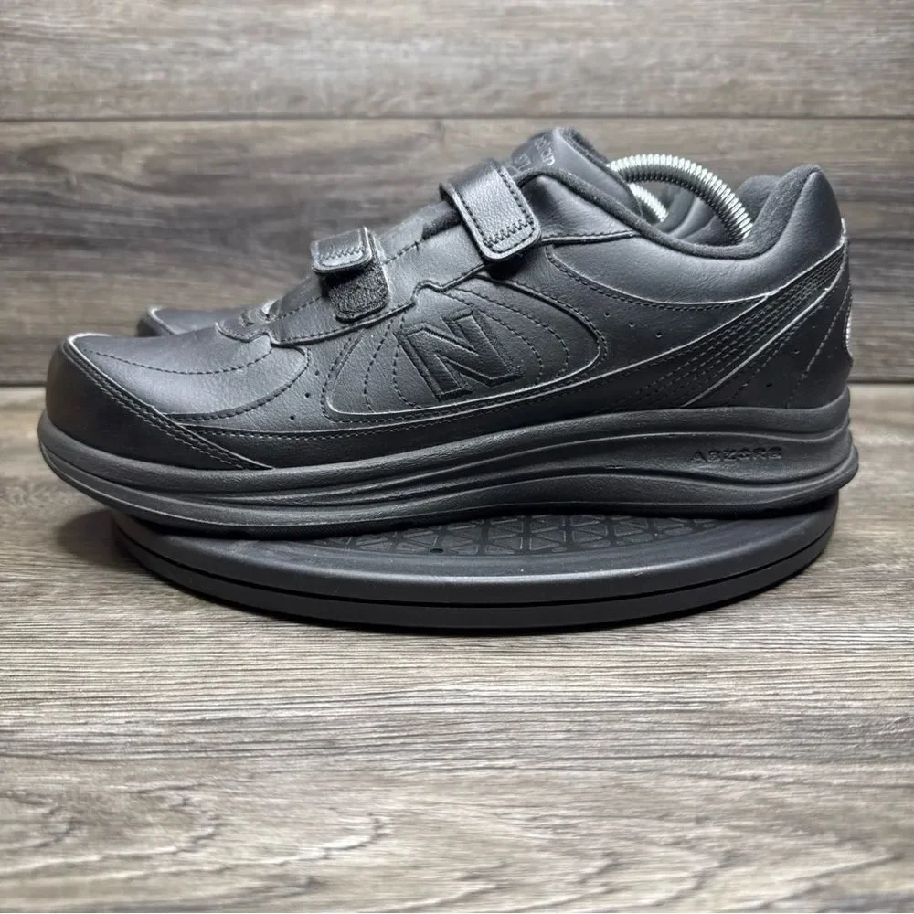 New Balance 577 Dual Strap Leather Walking Shoe Men 10.5 D Black MW577VK